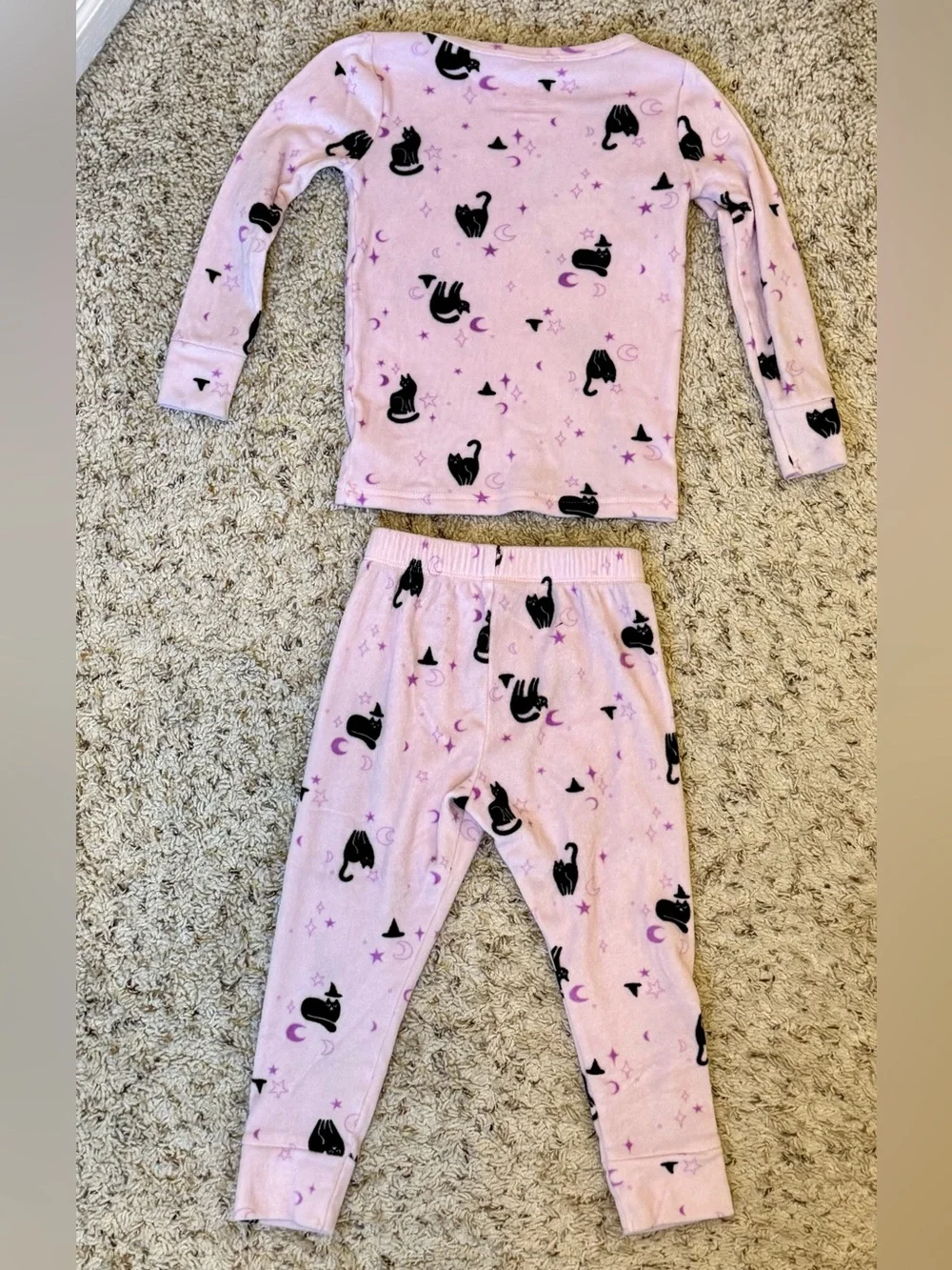 Cat & Jack Pink Cat and Witch Hat Print Pajama Set - 3T